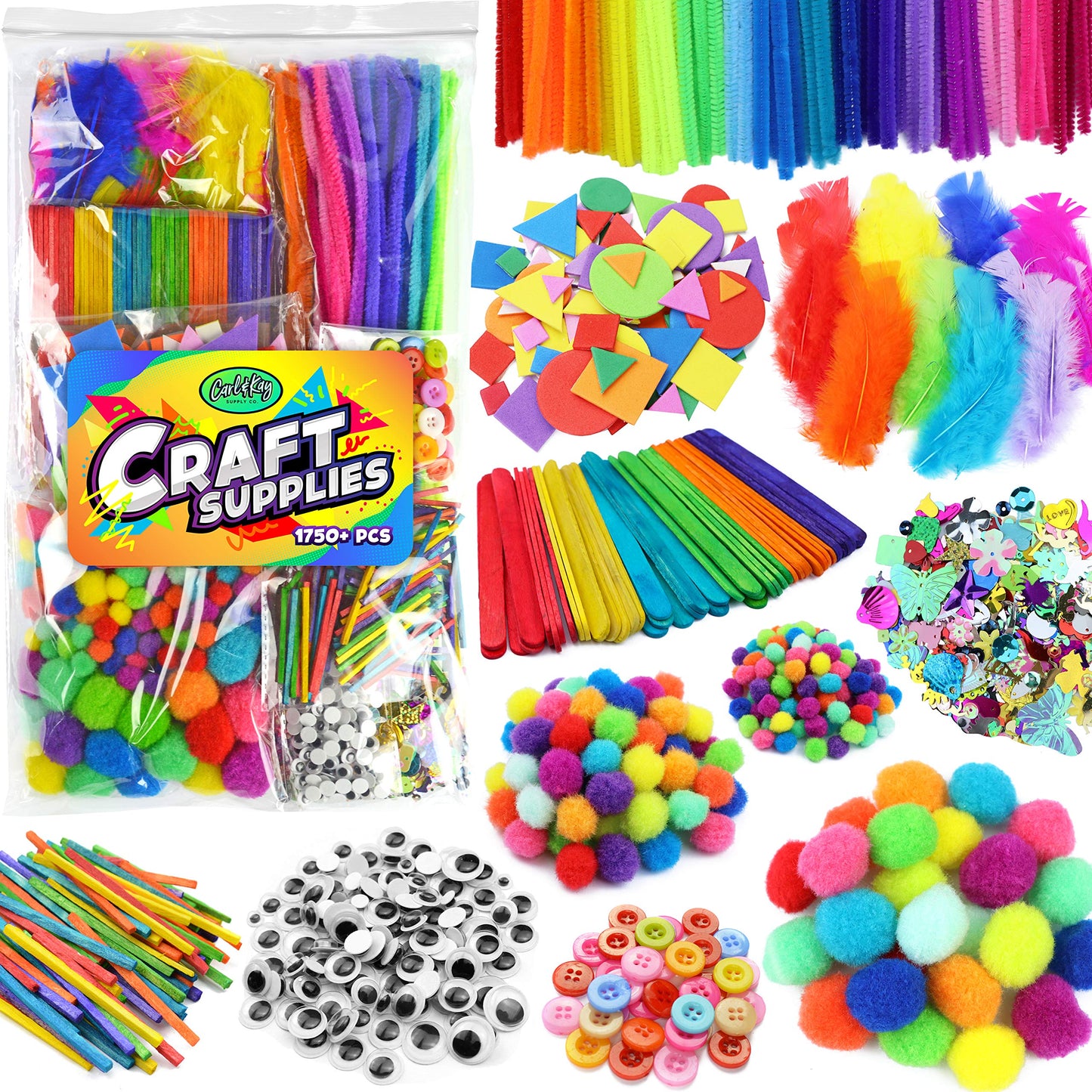 Carl & Kay Arts & Crafts Kit for Kids — All-In-One Craft Supplies Set