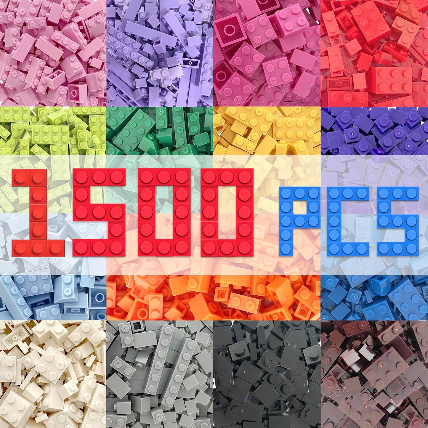 Carlerait 1500-Piece Classic Building Bricks – 15 Colors, 12 Shapes