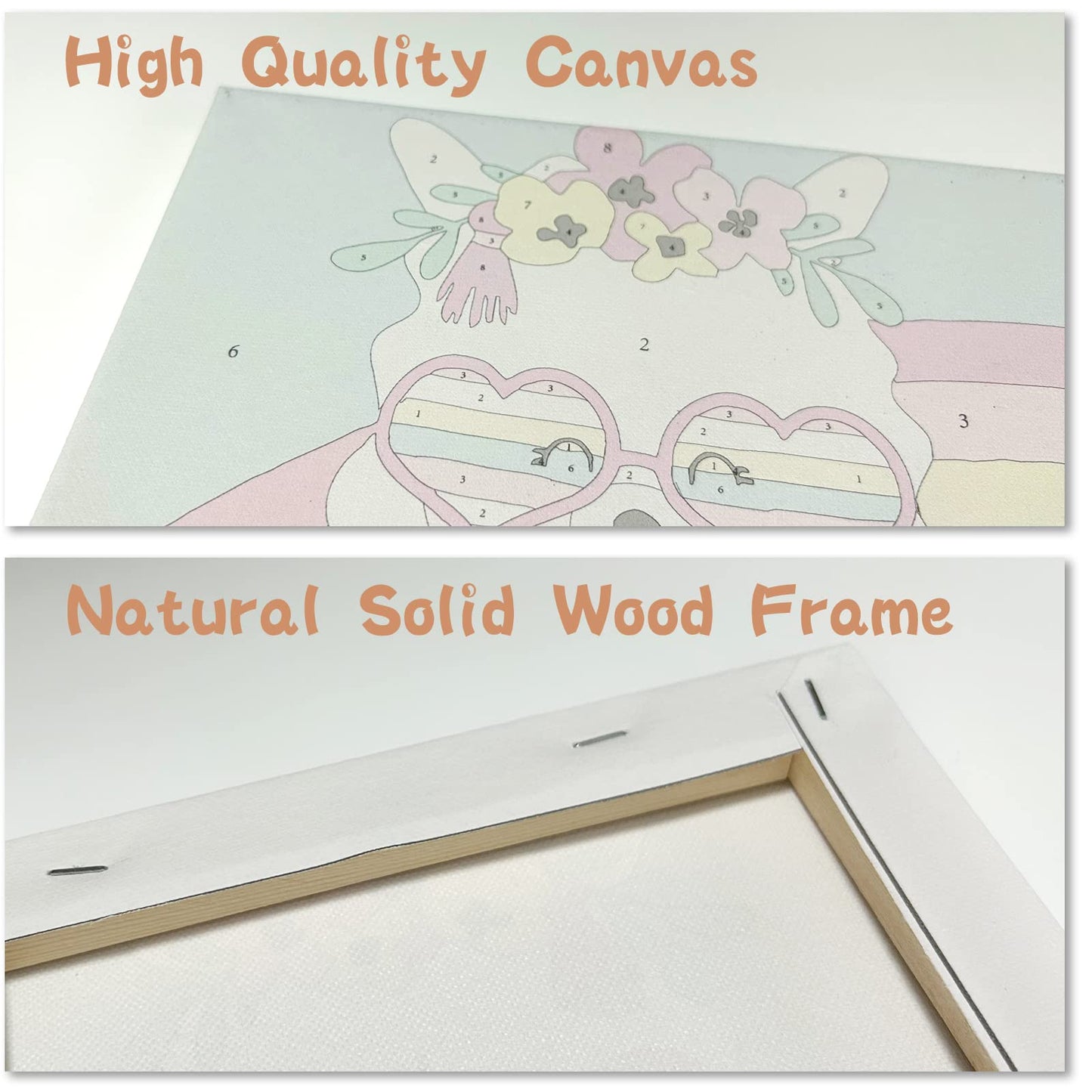 CarlonLin 4 Pack Paint by Numbers for Kids – Framed Canvas 8x8 Inch DIY Kits for Ages 4-12