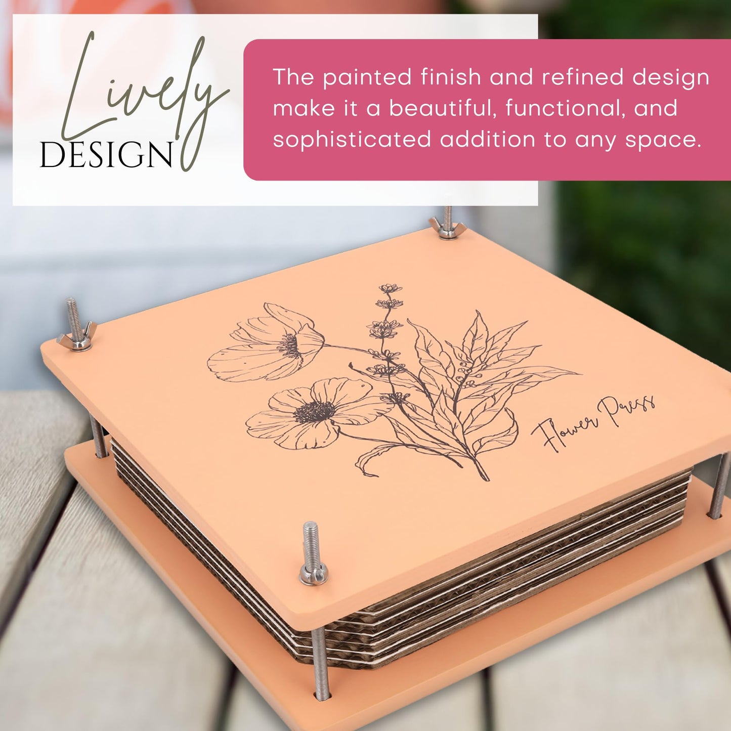 Carnation Canvas Wooden Flower Press — 10-Layer Bolt-Lock Kit + Ebook Guide