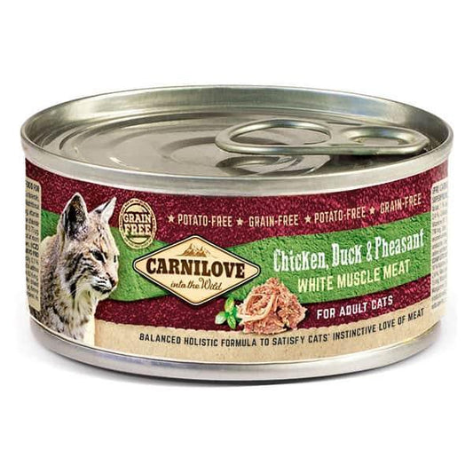 Carnilove Chicken, Duck & Pheasant Wet Cat Food 100g Tin