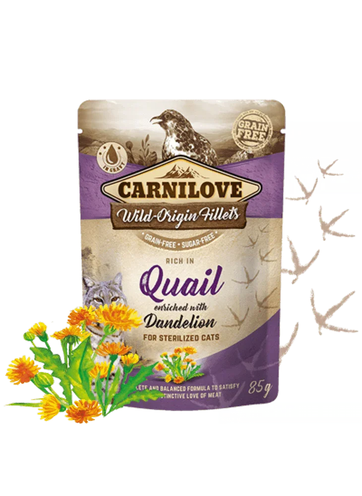 Carnilove Rich in Quail Enriched with Dandelion Wet Cat Food 85g Pouch