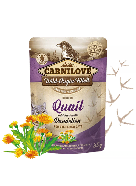 Carnilove Rich in Quail Enriched with Dandelion Wet Cat Food 85g Pouch
