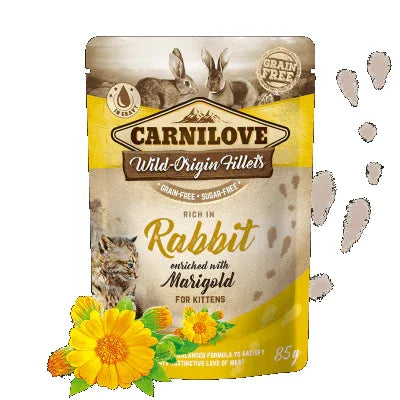Carnilove Rich in Rabbit Enriched with Marigold Wet Cat Food for Kittens 85g Pouch