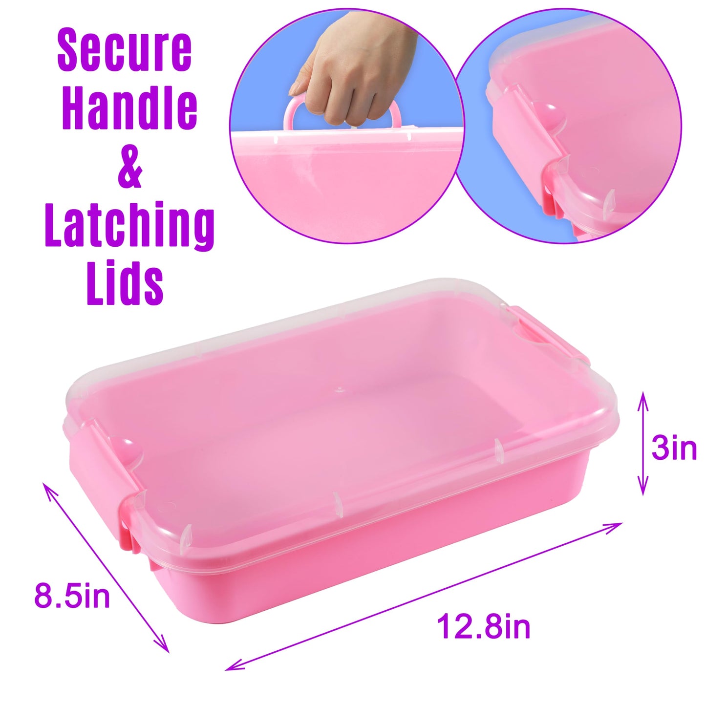 Carolart 3 Pack Empty Sensory Bins — 13.5-Inch Stackable Storage
