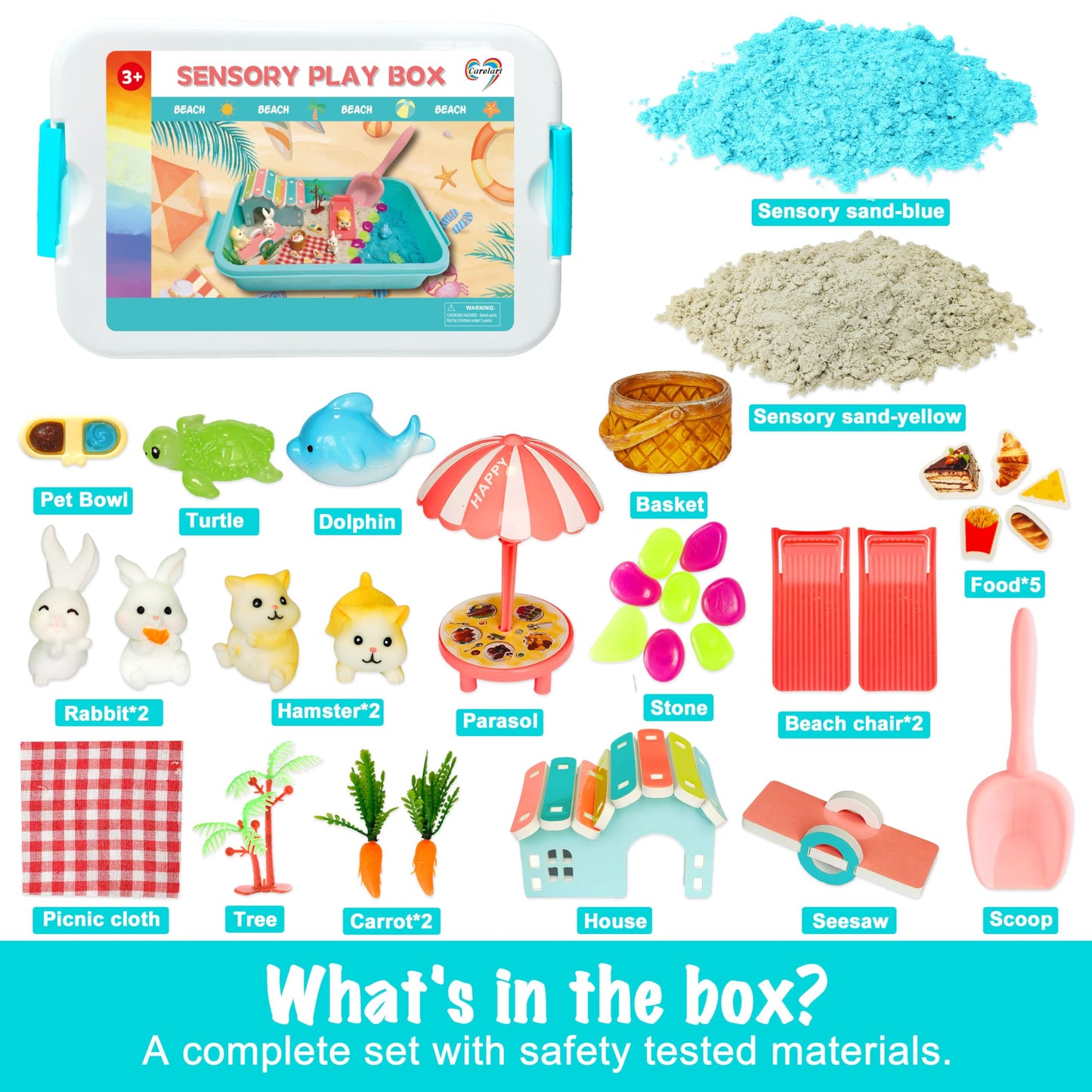 Carolart Pet Sensory Bin: Summer Hamster & Rabbit Habitat Toy Set
