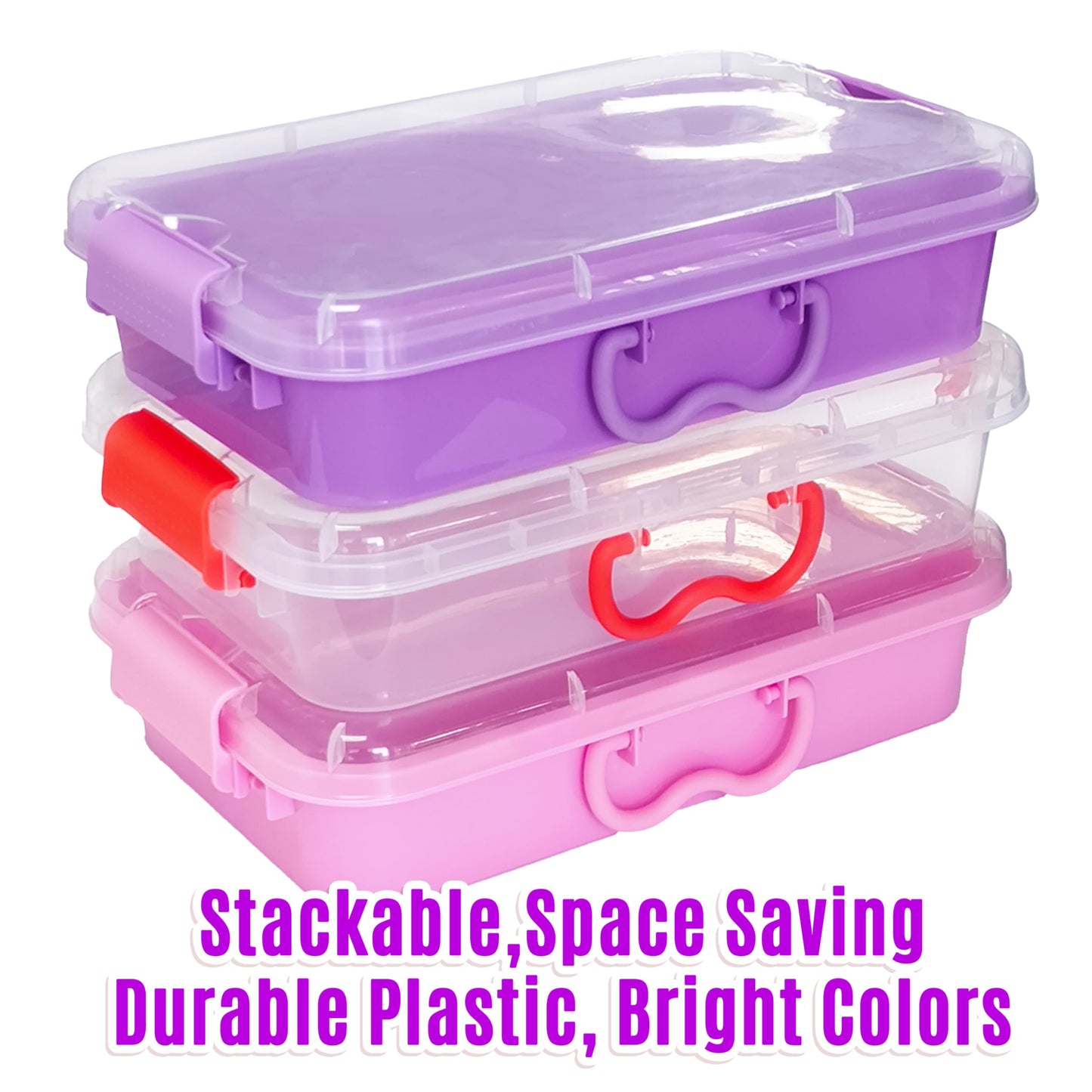 Carolart 3 Pack Empty Sensory Bins — 13.5-Inch Stackable Storage