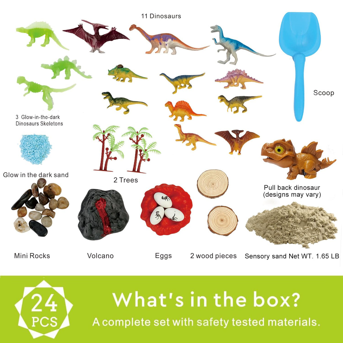 Carolart Dinosaur Sensory Bin — Glow-in-the-Dark Dinosaurs, Easy Storage Toddler Toy Set