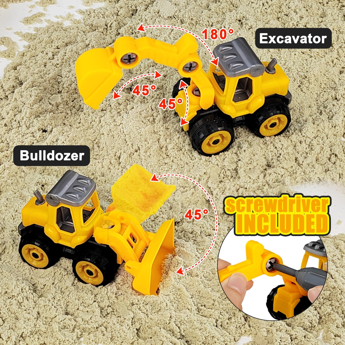 Carolart Construction Sensory Bin — Tractor Sand Playset with Truck, Signs & Sand Art Kit