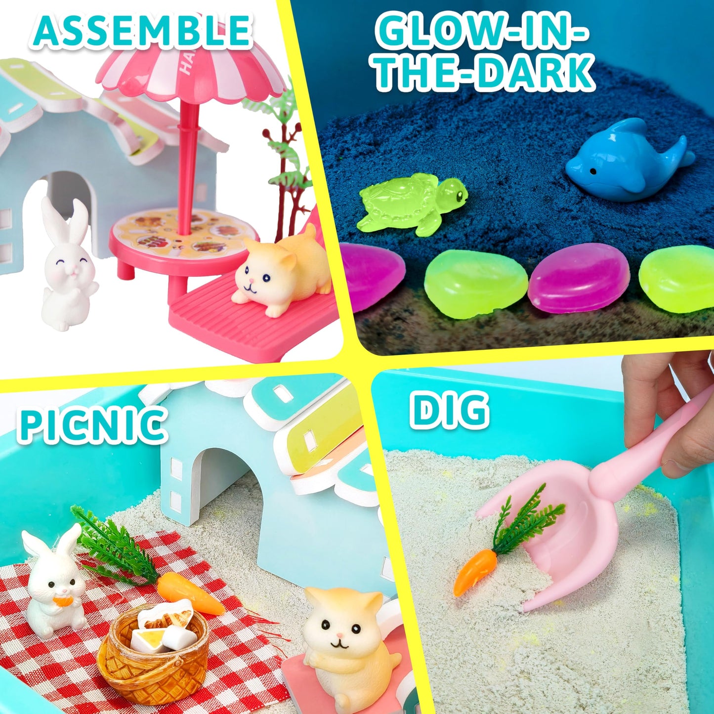 Carolart Pet Sensory Bin: Summer Hamster & Rabbit Habitat Toy Set