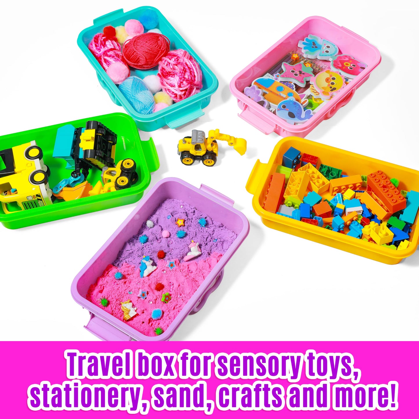 Carolart 3 Pack Empty Sensory Bins — 13.5-Inch Stackable Storage
