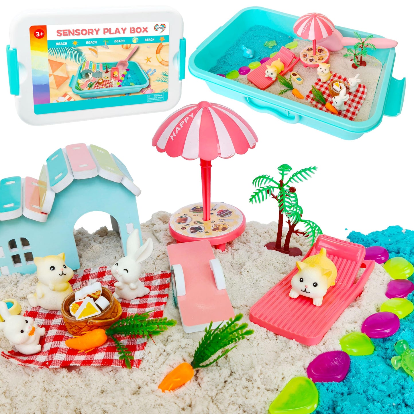 Carolart Pet Sensory Bin: Summer Hamster & Rabbit Habitat Toy Set