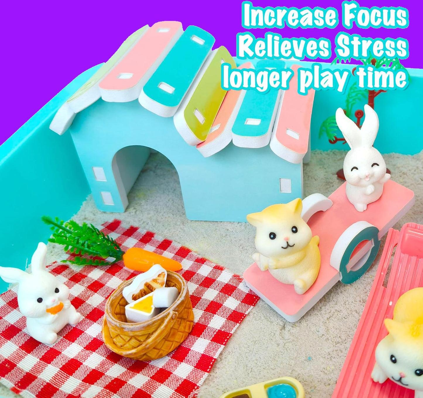 Carolart Pet Sensory Bin: Summer Hamster & Rabbit Habitat Toy Set