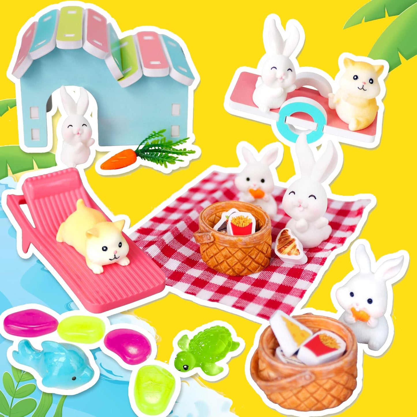 Carolart Pet Sensory Bin: Summer Hamster & Rabbit Habitat Toy Set