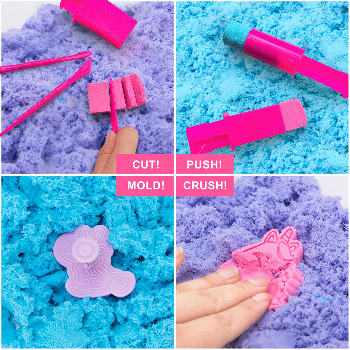 Carolart Unicorn Stretchy Cloud Sand – Blue & Pink Sensory Treasure Chest Kit
