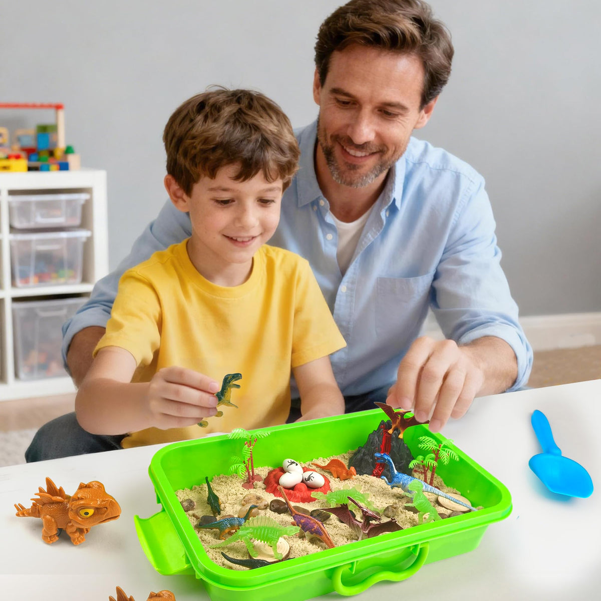 Carolart Dinosaur Sensory Bin — Glow-in-the-Dark Dinosaurs, Easy Storage Toddler Toy Set