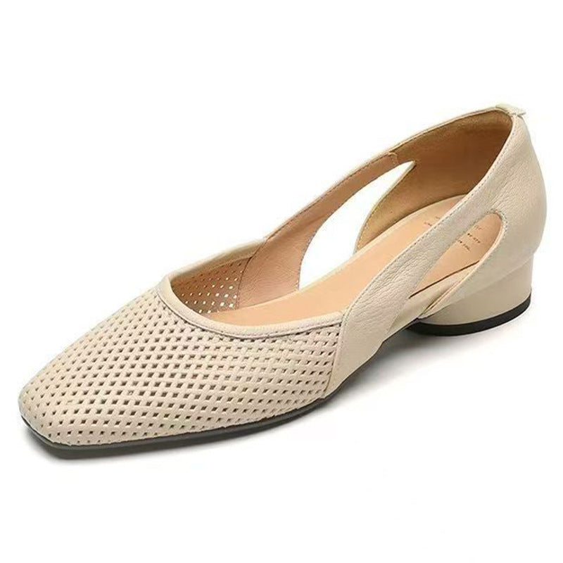 Hollow-out Thick-heeled Sandals