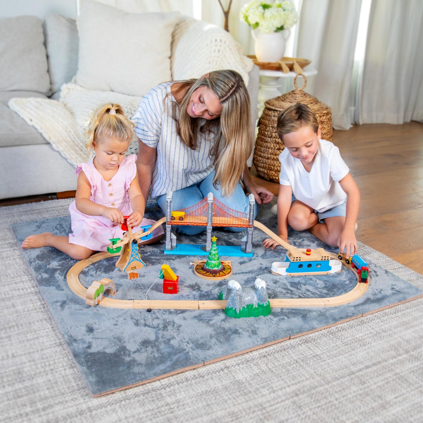 CARPETBOX 16 Piece Carpet Squares Puzzle Mat – 49 by 49 inch Plush Interlocking Foam Floor Tiles for Baby Play, Grey