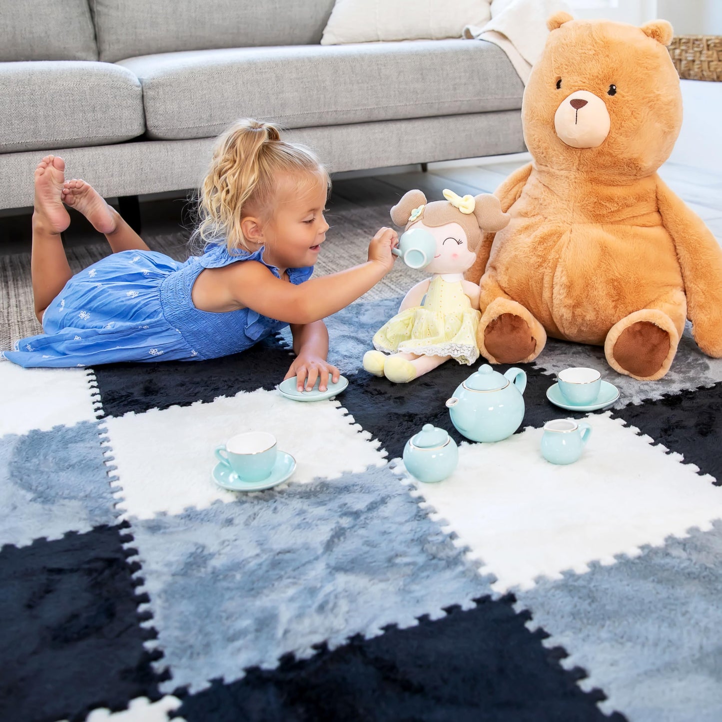 CARPETBOX 16-Piece Puzzle Mat: Interlocking Foam Tiles 49in x 49in for Baby Playroom
