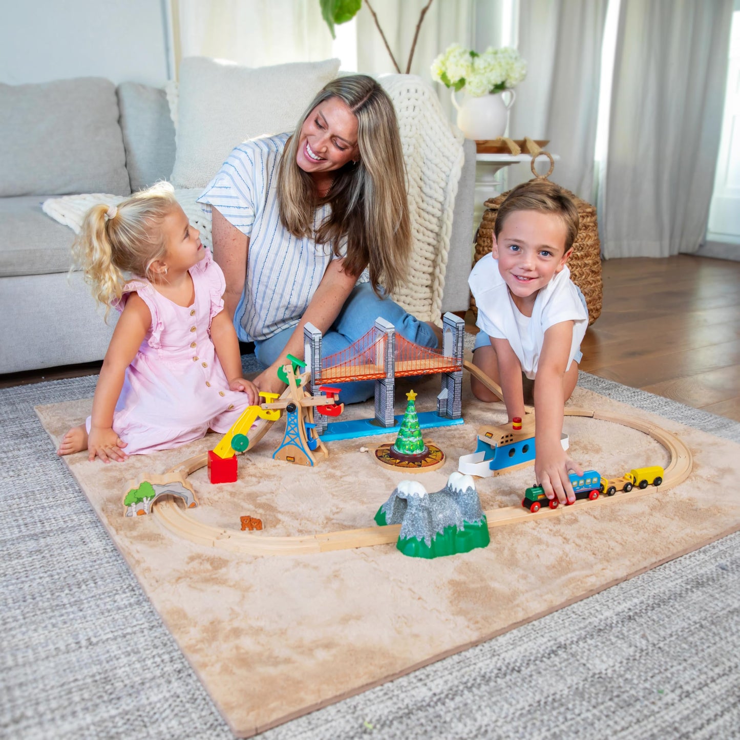 CARPETBOX 16-Piece Plush Interlocking Foam Floor Tiles – 49 x 49 in Brown Baby Play Mat