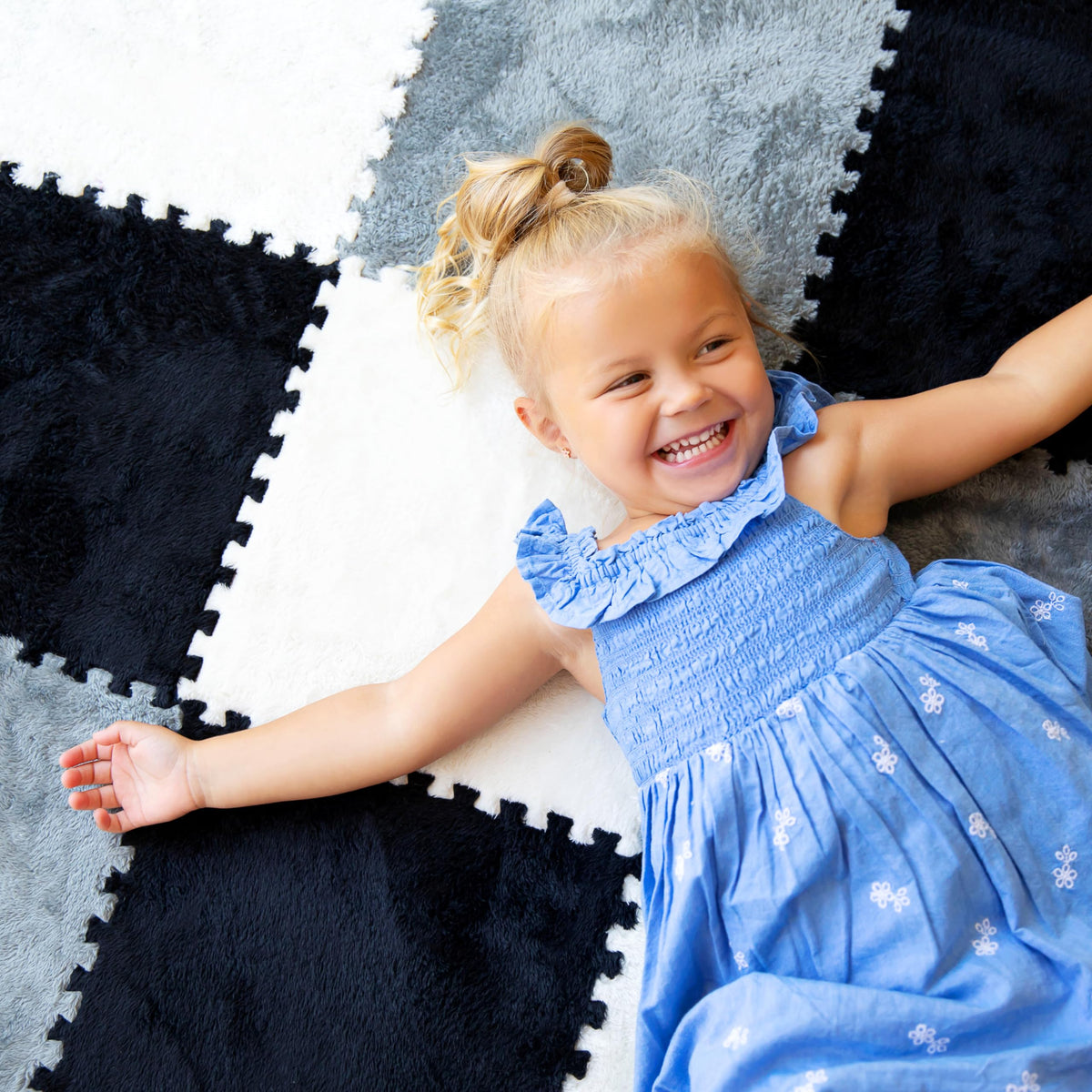 CARPETBOX 16-Piece Puzzle Mat: Interlocking Foam Tiles 49in x 49in for Baby Playroom