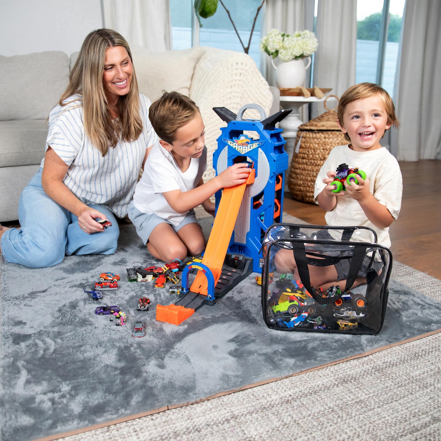 CARPETBOX 16 Piece Carpet Squares Puzzle Mat – 49 by 49 inch Plush Interlocking Foam Floor Tiles for Baby Play, Grey