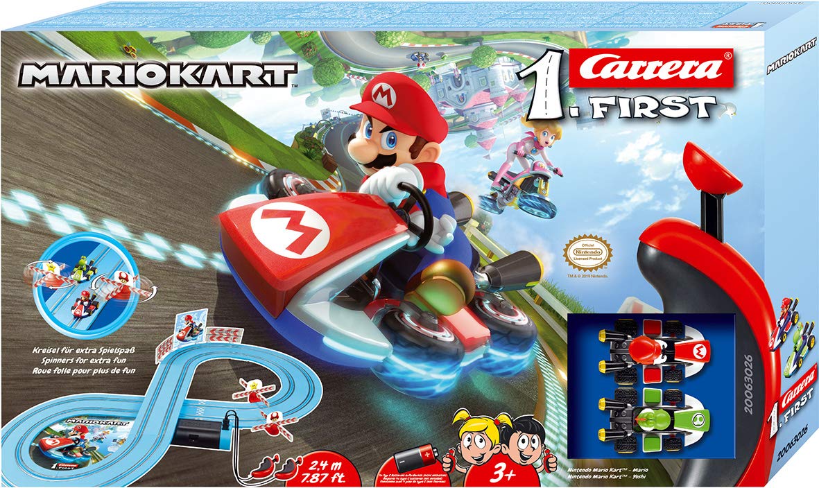 Carrera Mario Kart First W/Spinners Slot Car Set (Model 20063026) – 1:50 Scale, Two-Player Racing