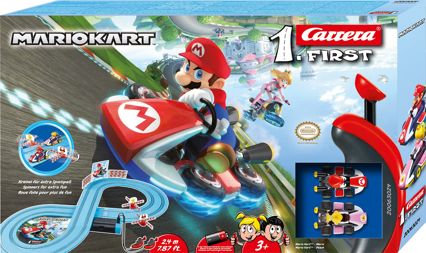 Carrera First Mario Kart Slot Car Track with Spinners – Includes 2 Cars (Ages 3+)