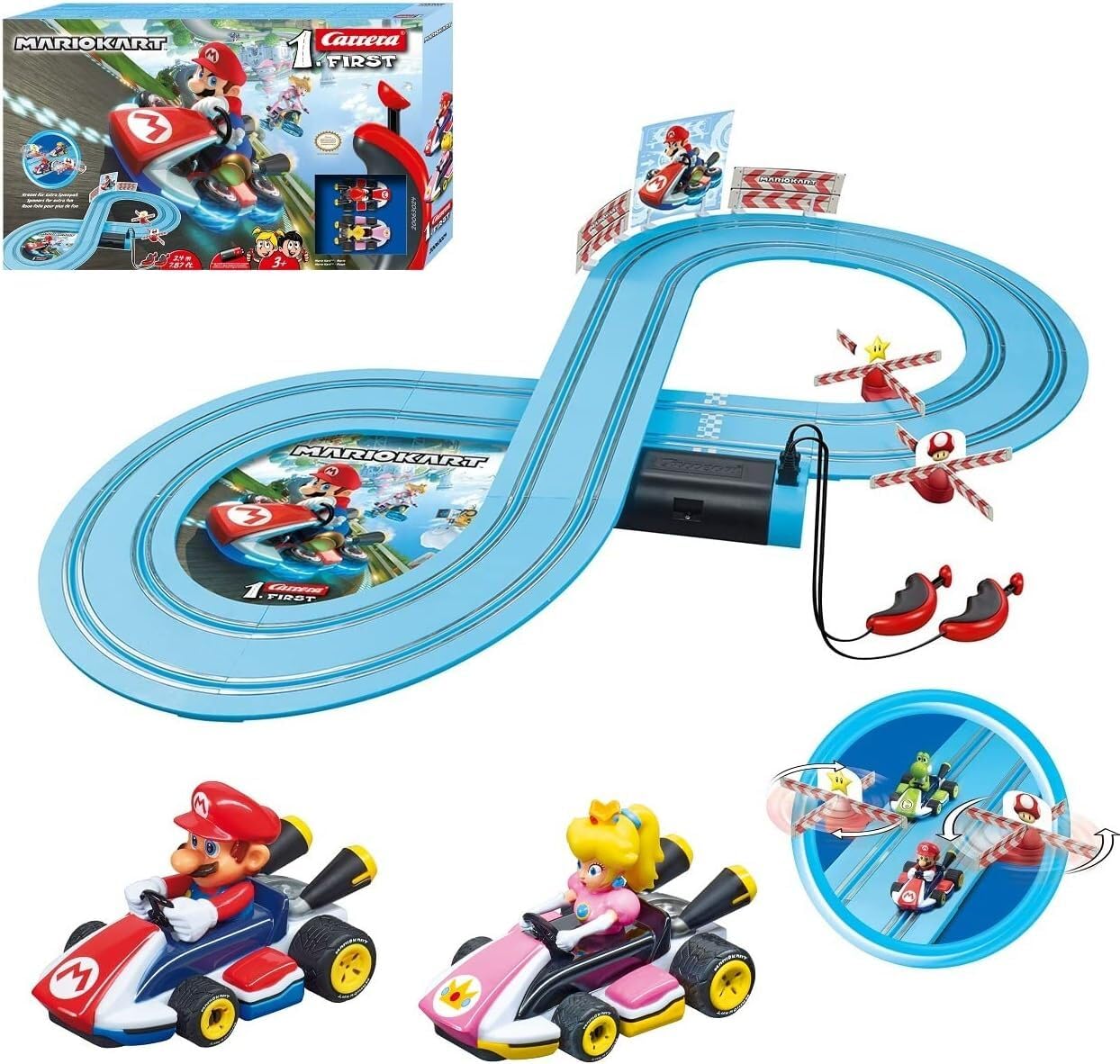 Carrera First Mario Kart Slot Car Track with Spinners – Includes 2 Cars (Ages 3+)
