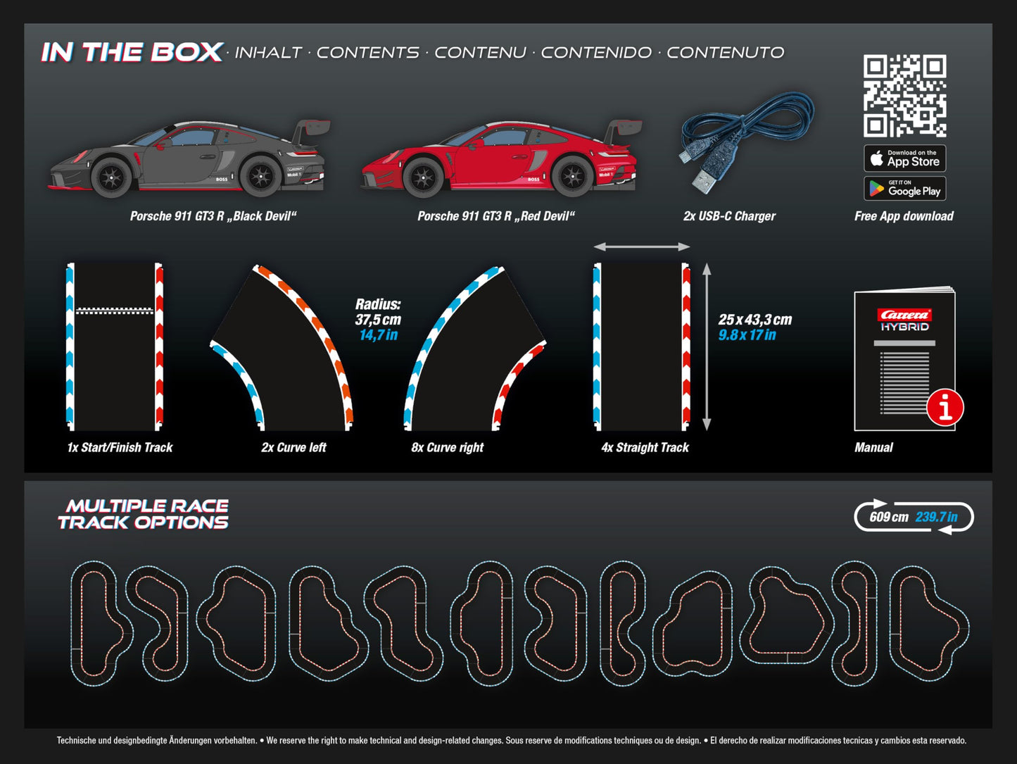 Carrera Hybrid Highway Challenge – Porsche 911 GT3 R 1:50, AI Support & Smartphone App Control