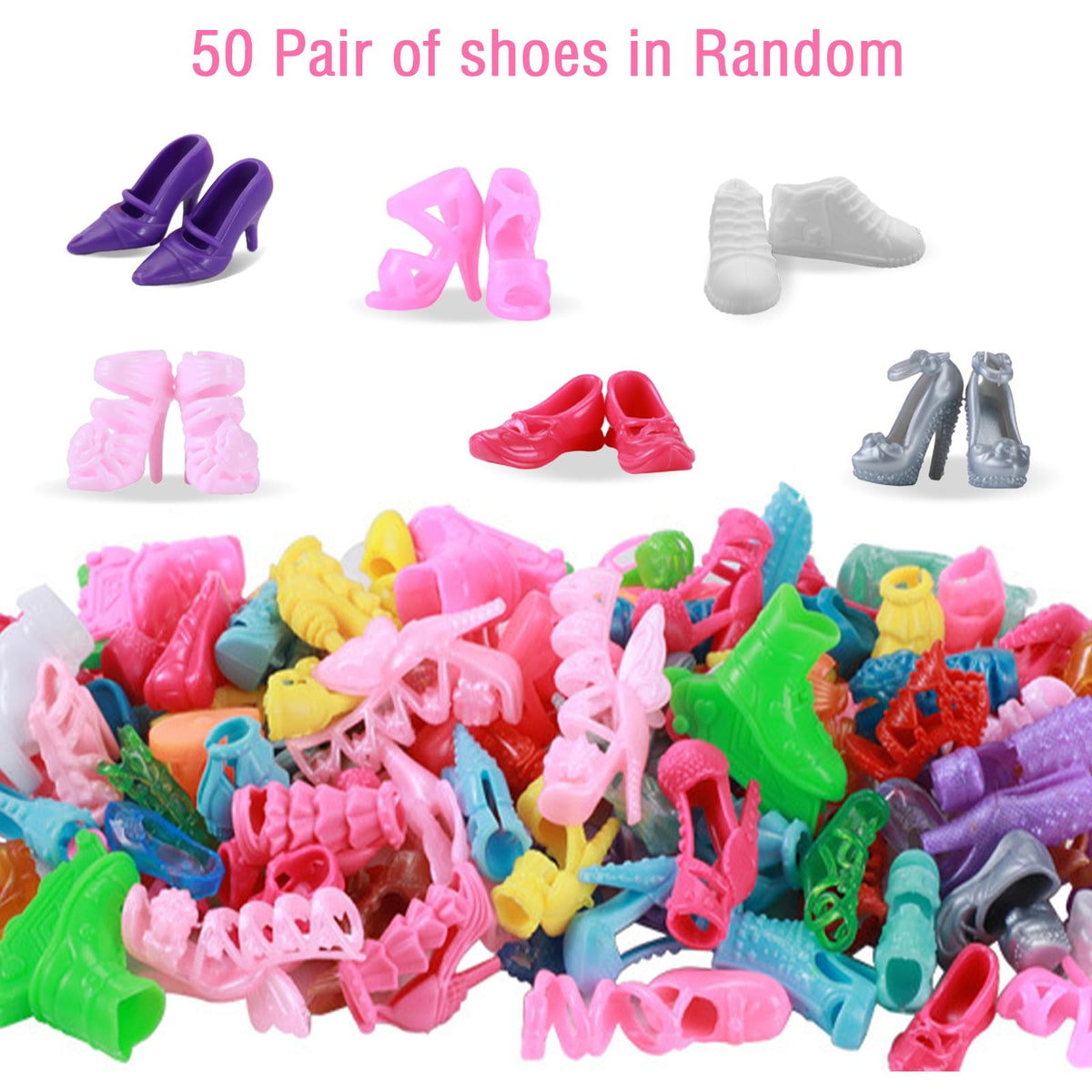 Carreuty 80 Pcs Doll Accessories Set for 11.5-Inch Dolls – Shoes, Bags, Crowns & More