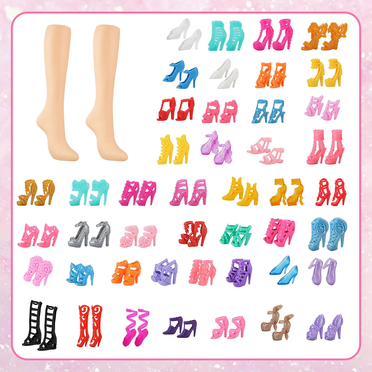 Carreuty 80 Pcs Doll Accessories Set for 11.5-Inch Dolls – Shoes, Bags, Crowns & More