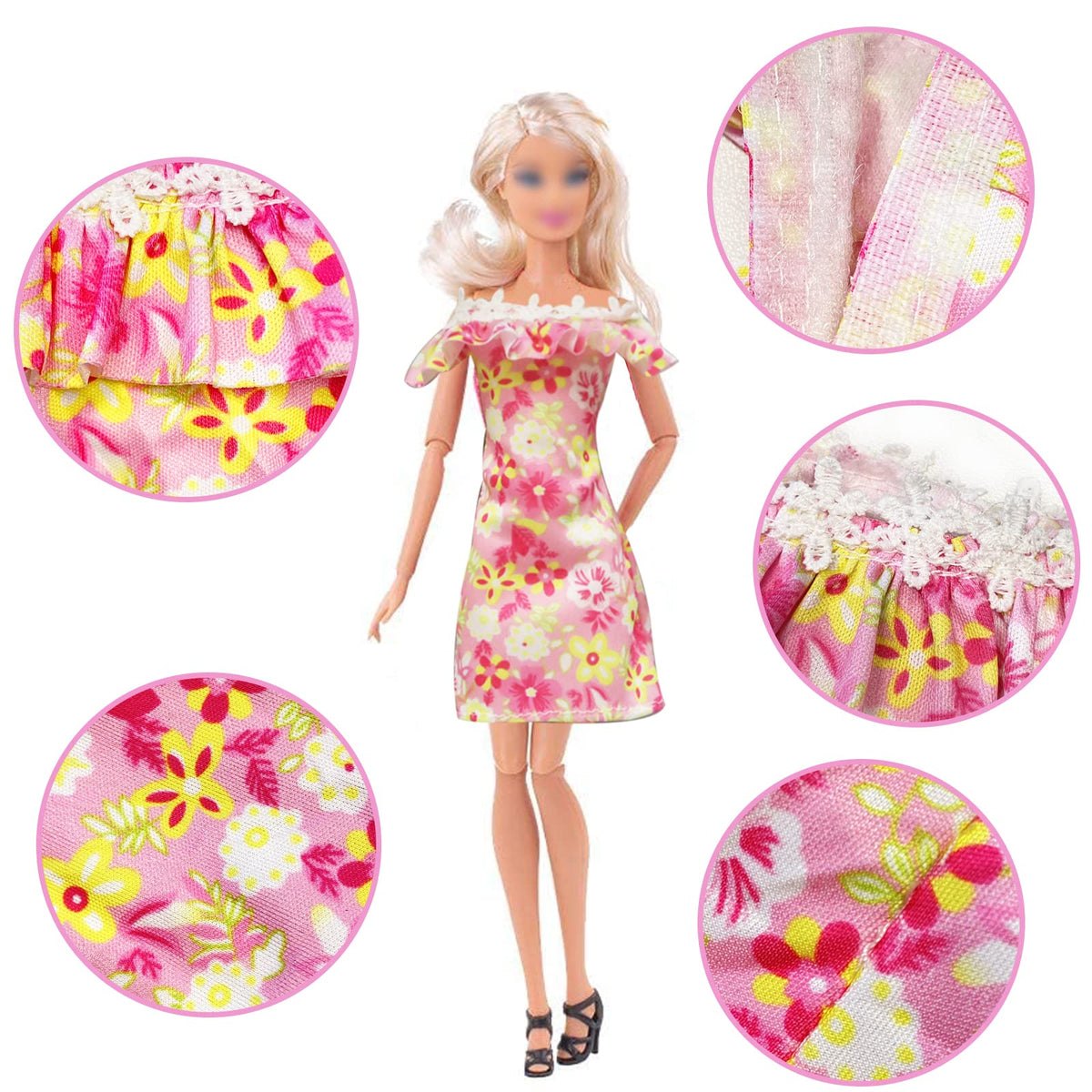 Carreuty 20 Pcs Doll Clothes & Accessories Set for 11.5 inch Dolls – Handmade Cotton Outfits