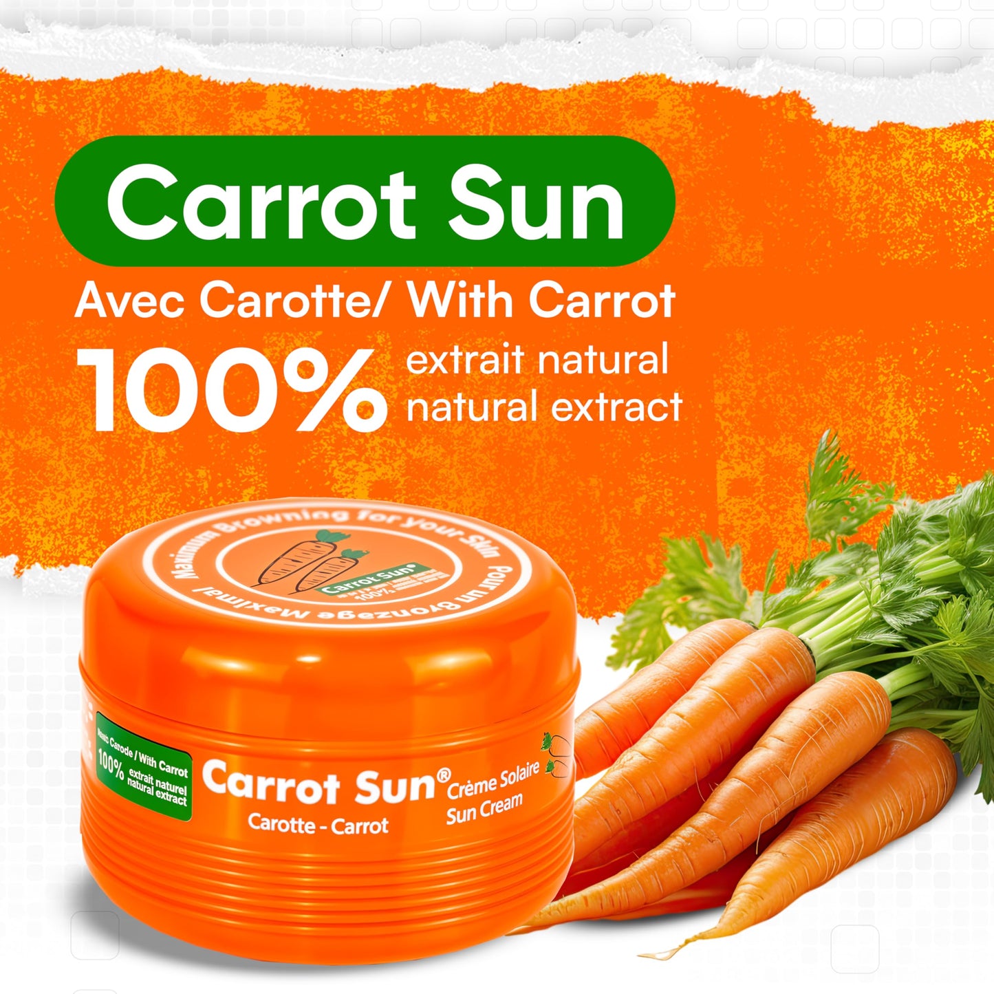 Carrot Sun Tanning Accelerator – 350ml Carotene Gel with Natural Carrot Oil | SPF0