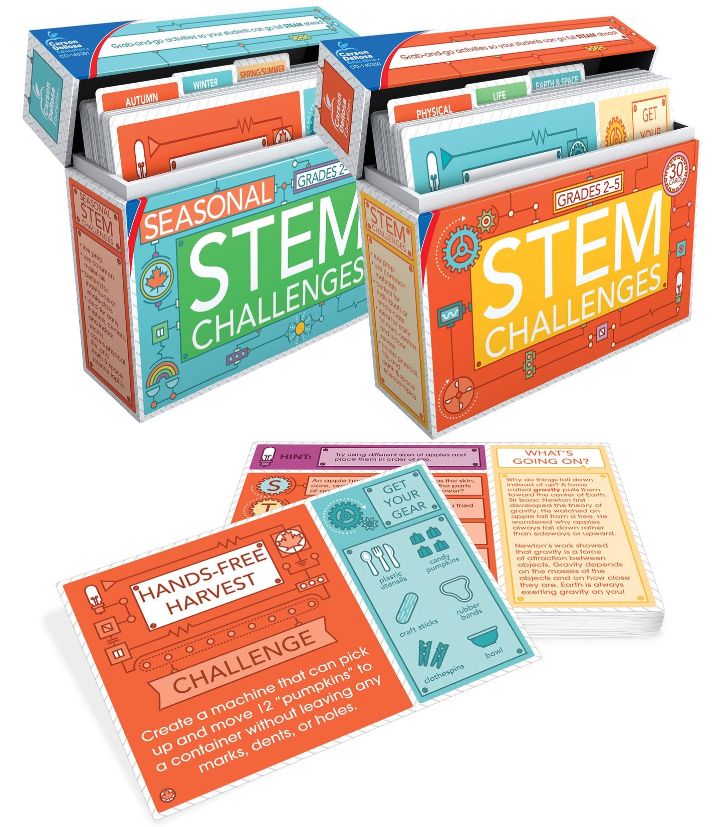 Carson Dellosa Stem Challenges Learning Cards Bundle - 60 Hands-On Science Projects for Grades 2-5