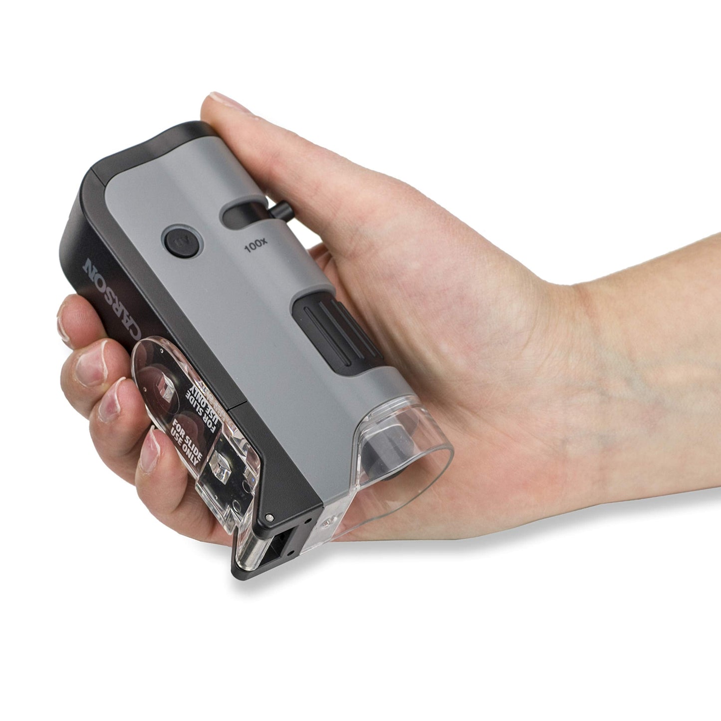 Carson MicroFlip 100x-250x Pocket Microscope Bundle with CarsonCam App & 24 Prepared Slides