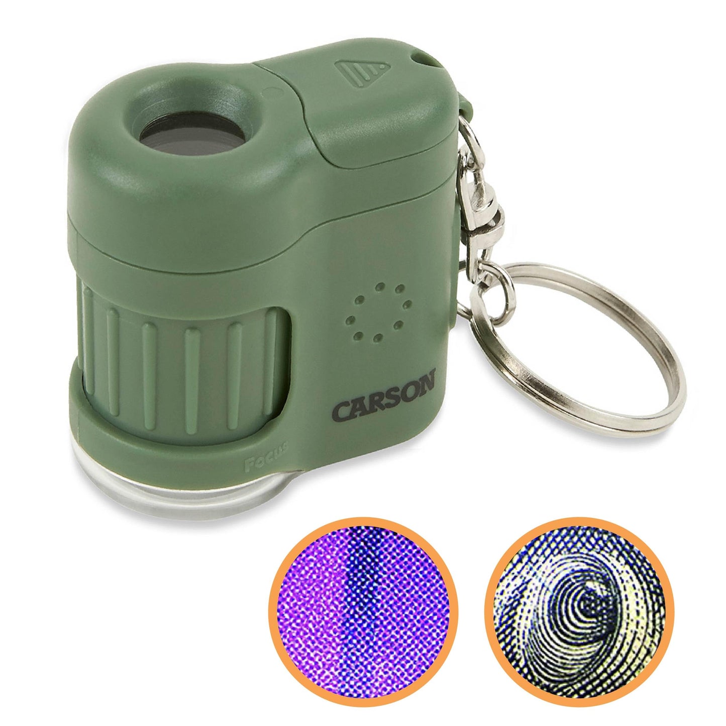 Carson MicroMini 20x LED Pocket Microscope with UV & LED – Green MM-280G