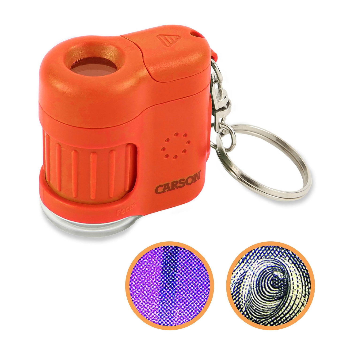 Carson MicroMini 20x Lighted Pocket Microscope with UV & LED – Orange MM-280O