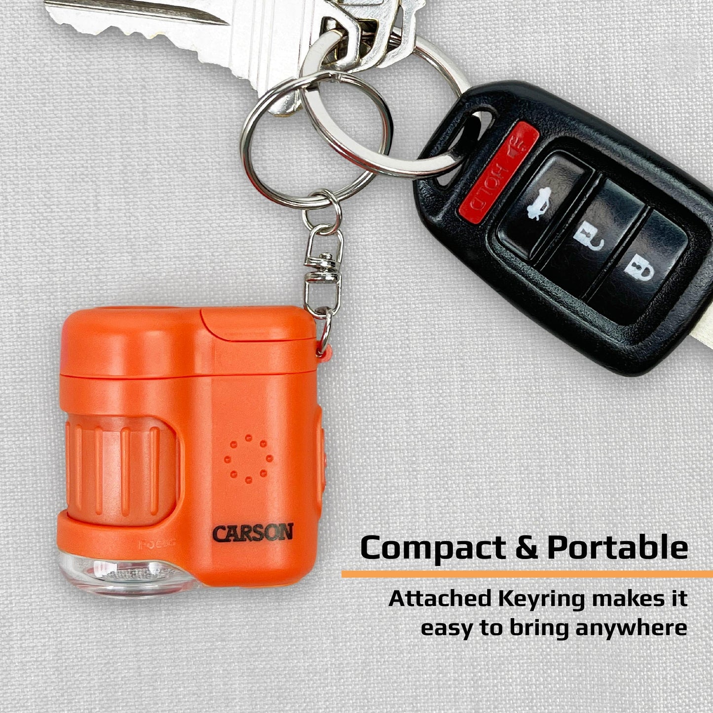 Carson MicroMini 20x Lighted Pocket Microscope with UV & LED – Orange MM-280O