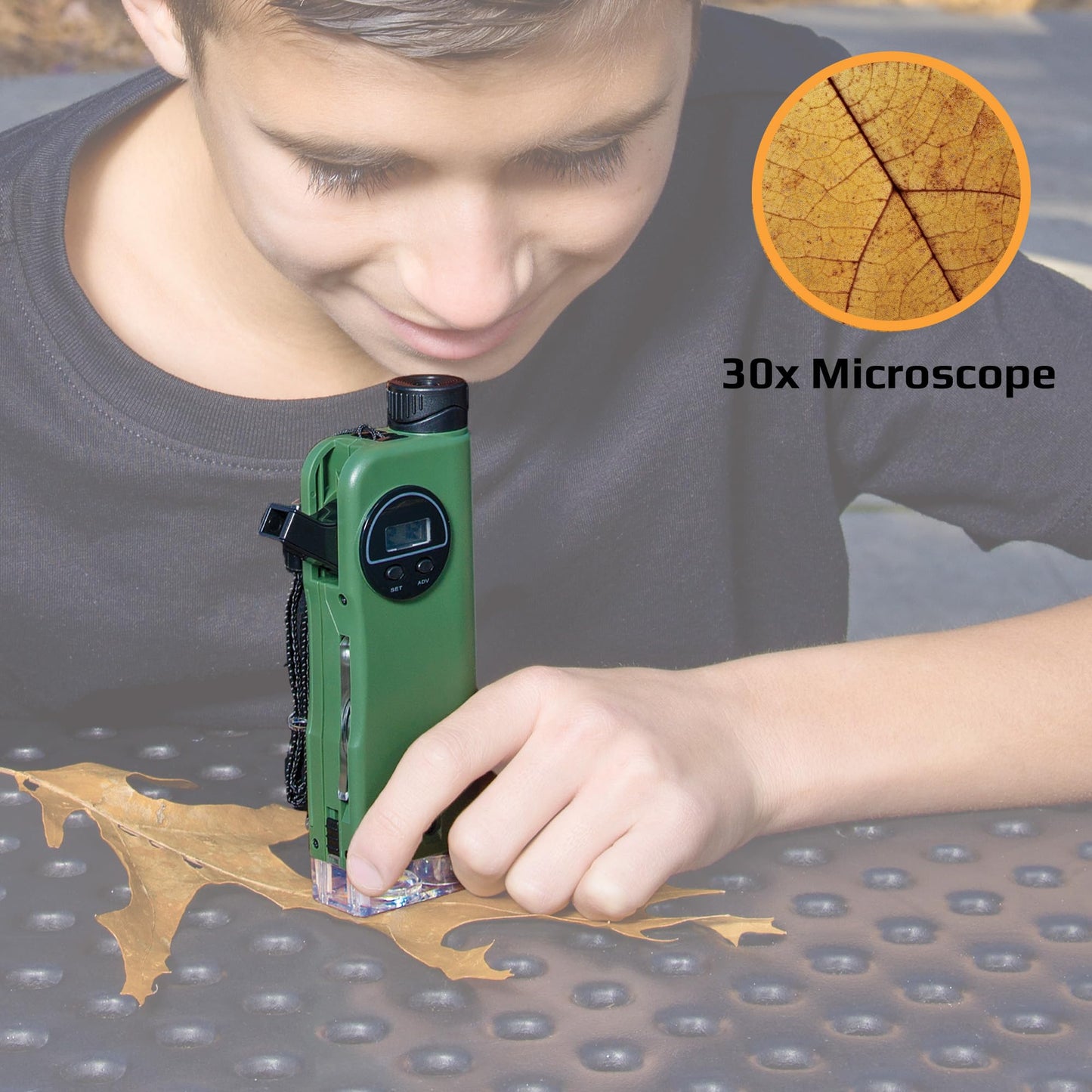 Carson X-Scope Kids 7-Function Optical Pocket Tool | 30x Microscope, 8x Telescope & More
