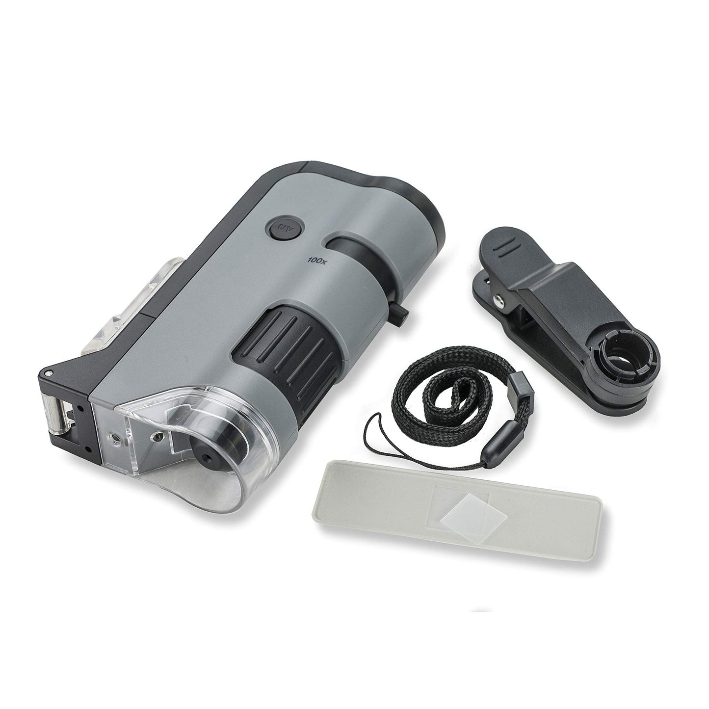 Carson MicroFlip 100x-250x Pocket Microscope Bundle with CarsonCam App & 24 Prepared Slides