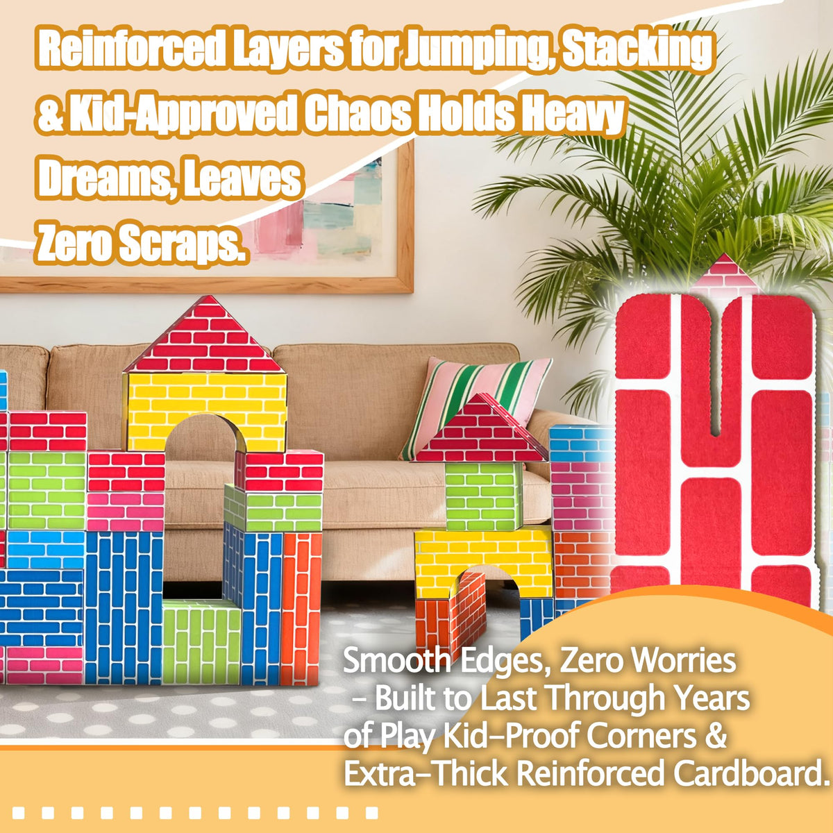 Cartboatoy 36pc Cardboard Building Blocks for Kids – Jumbo Heavy-Duty Set