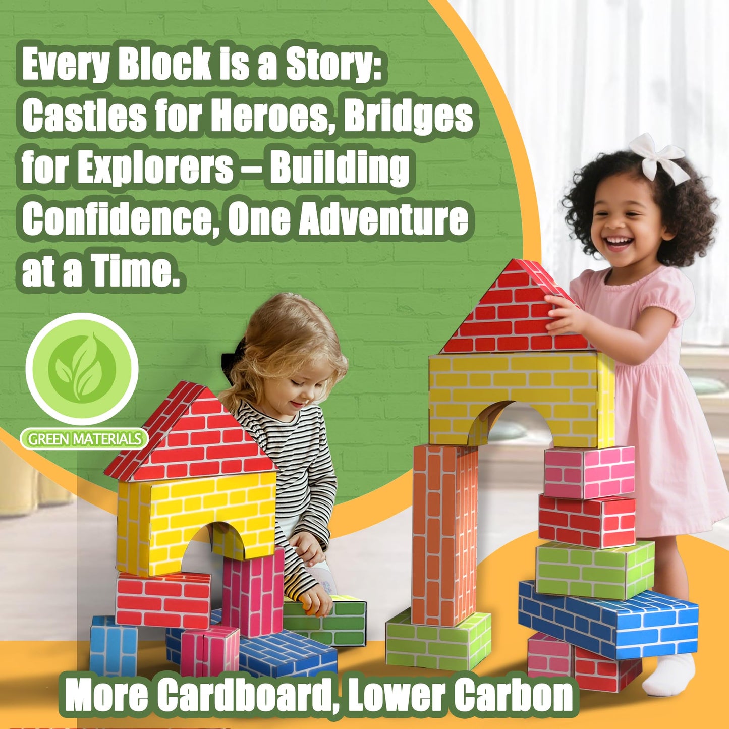 Cartboatoy Cardboard Building Blocks for Kids – Jumbo 26pc Heavy Duty, Easy to Assemble
