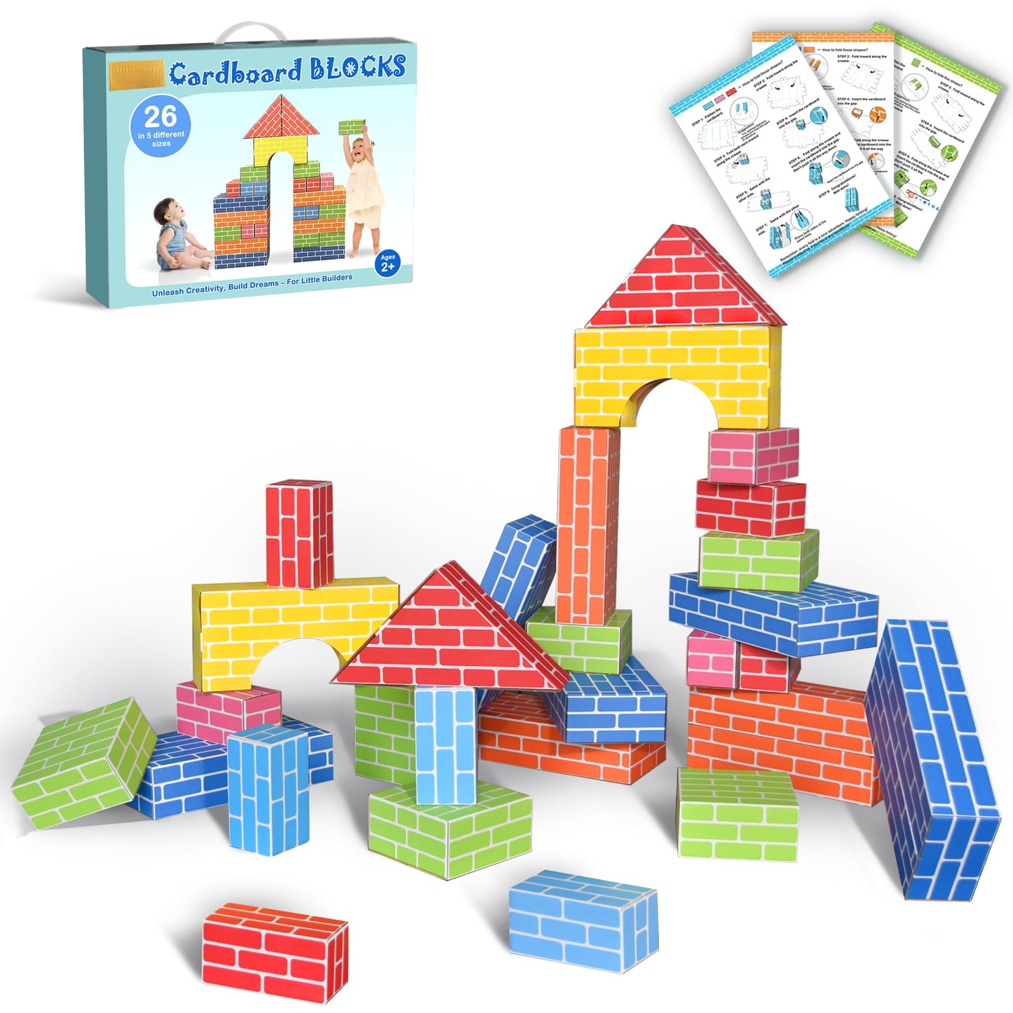 Cartboatoy Cardboard Building Blocks for Kids – Jumbo 26pc Heavy Duty, Easy to Assemble