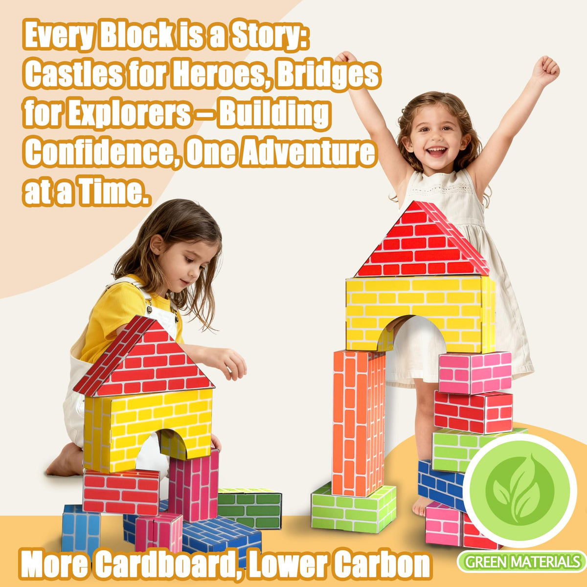 Cartboatoy 36pc Cardboard Building Blocks for Kids – Jumbo Heavy-Duty Set