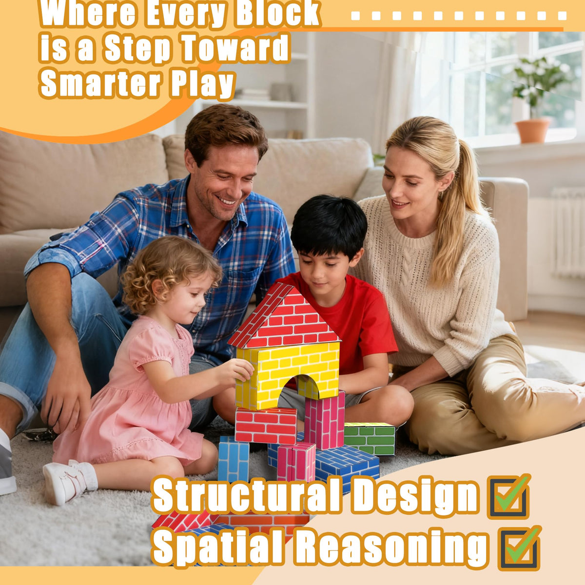 Cartboatoy 36pc Cardboard Building Blocks for Kids – Jumbo Heavy-Duty Set