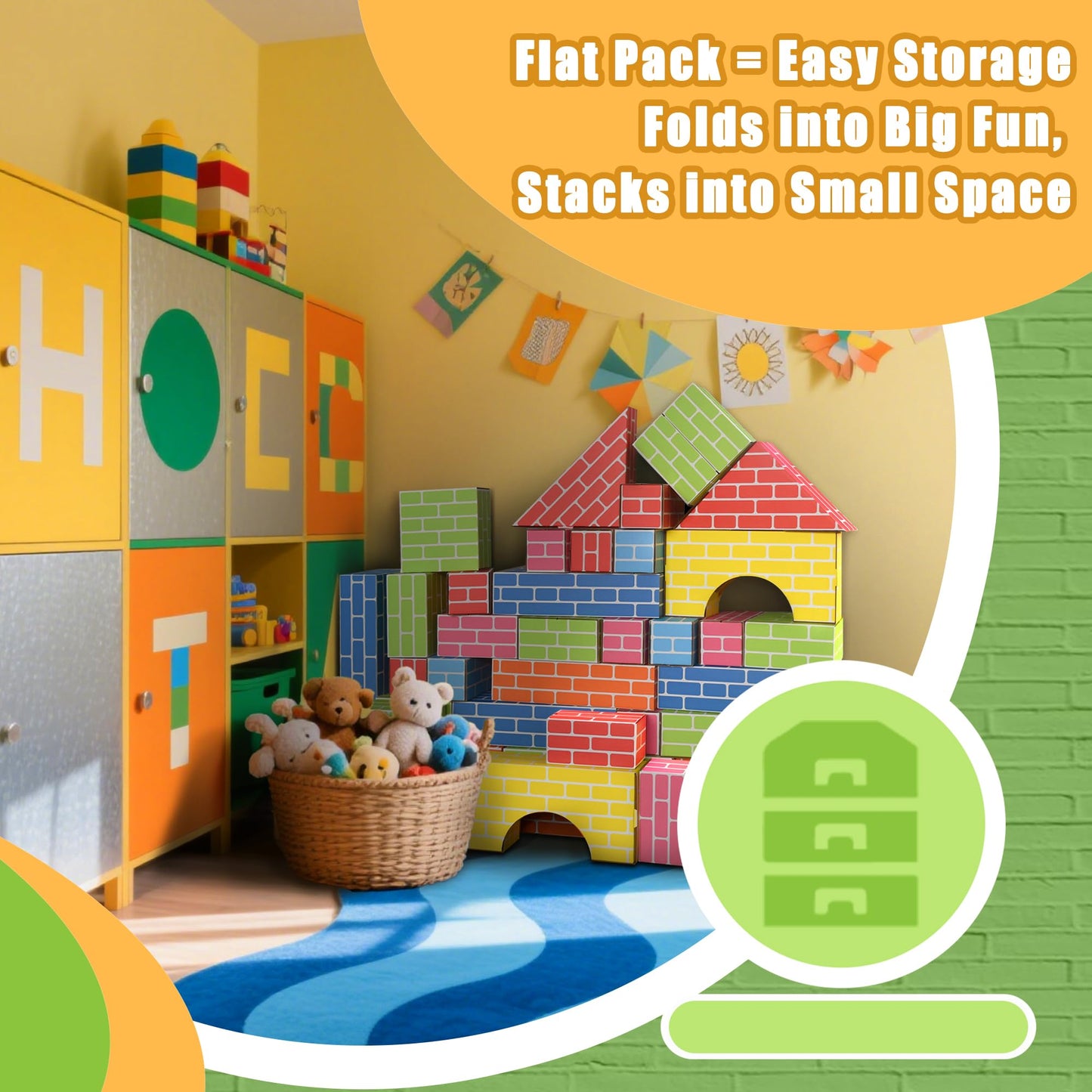 Cartboatoy Cardboard Building Blocks for Kids – Jumbo 26pc Heavy Duty, Easy to Assemble