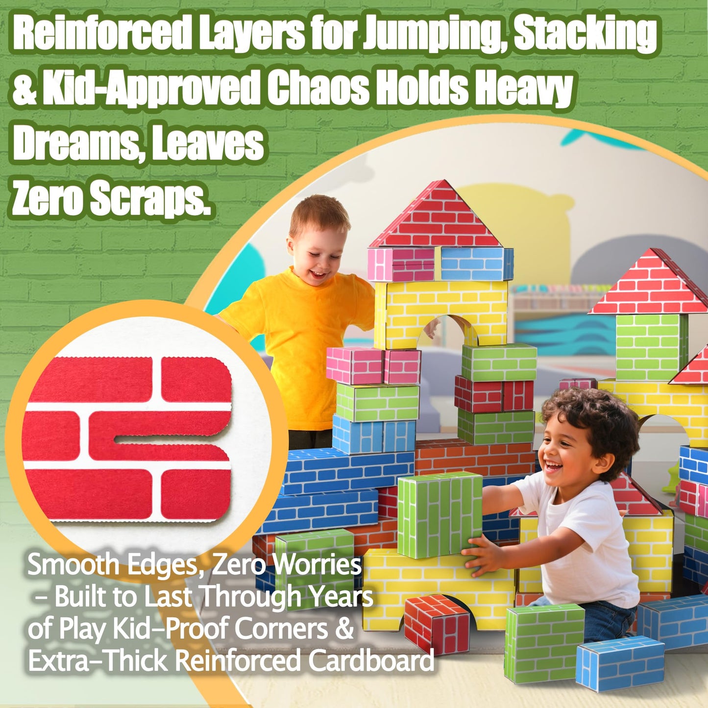 Cartboatoy Cardboard Building Blocks for Kids – Jumbo 26pc Heavy Duty, Easy to Assemble