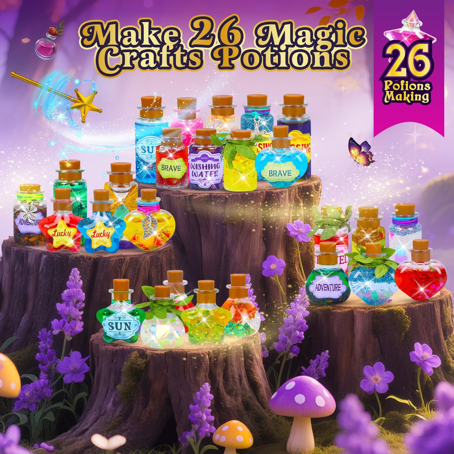 Cartell Fairy Magic Potions Kit for Kids — 26 Bottles + DIY Magical House