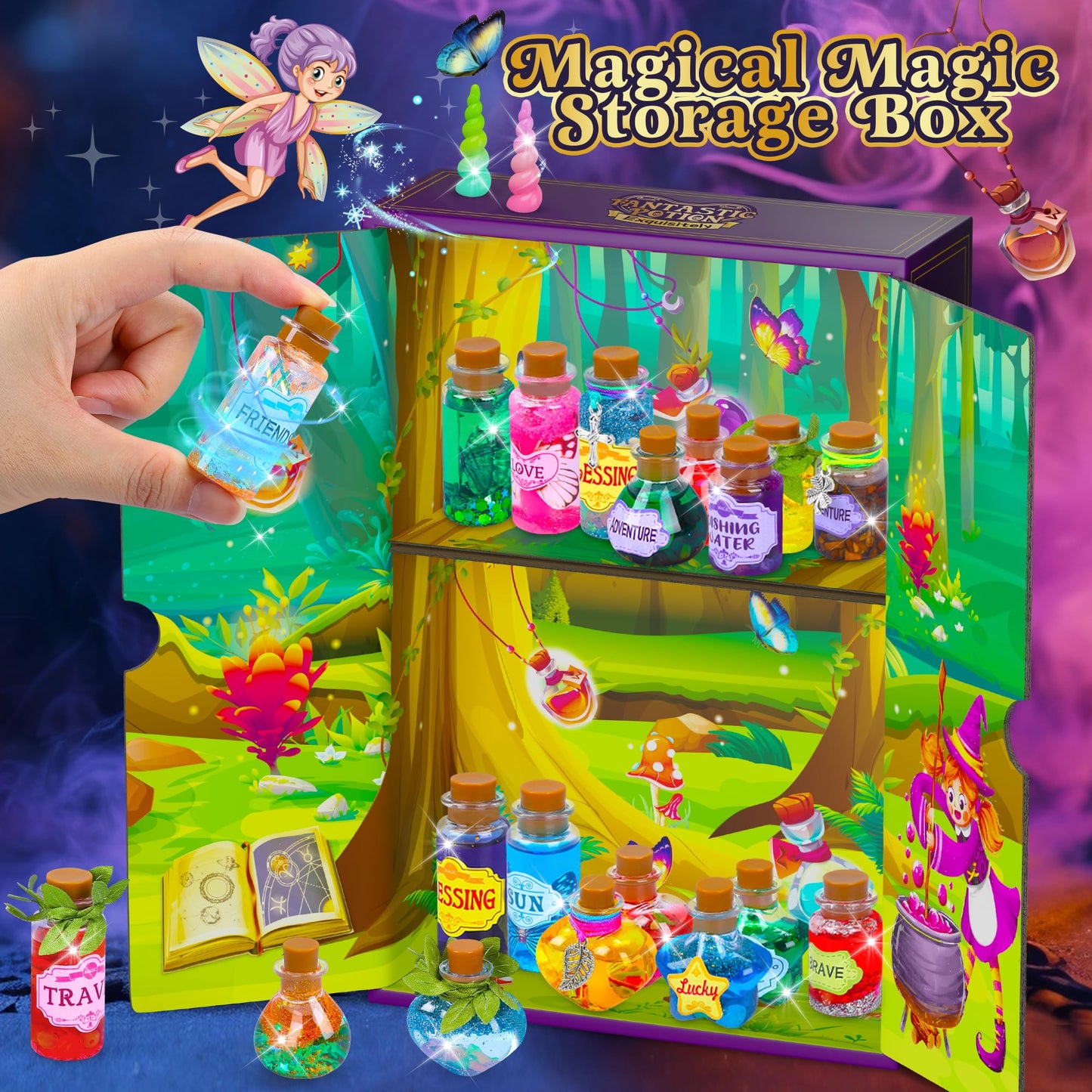 CARTELL Fairy Magic Potions Kit – 26 DIY Wizard Potions Bottles for Kids